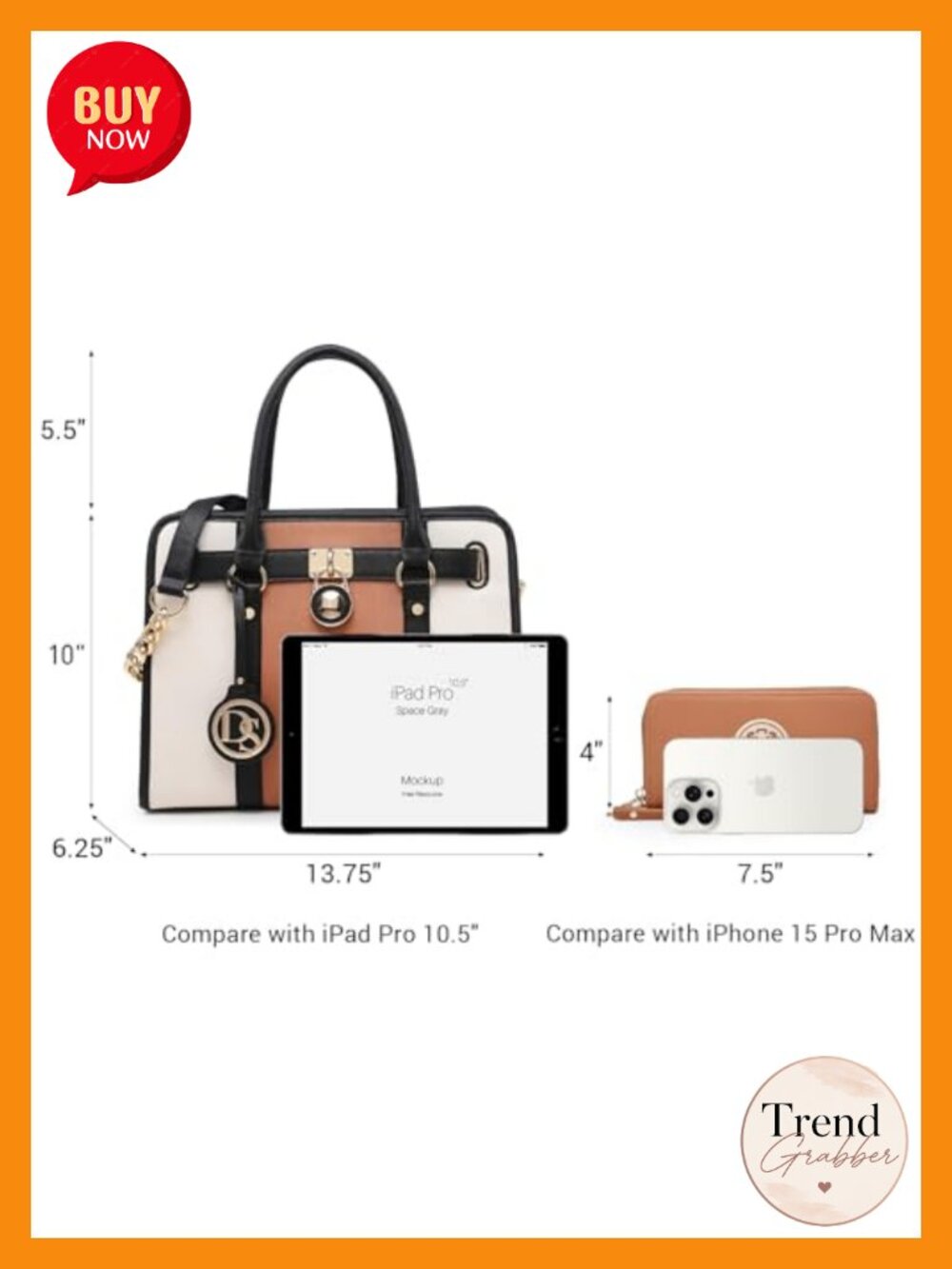 Women's Large Structured Satchel Handbag Tote, Faux Leather Work Bag with